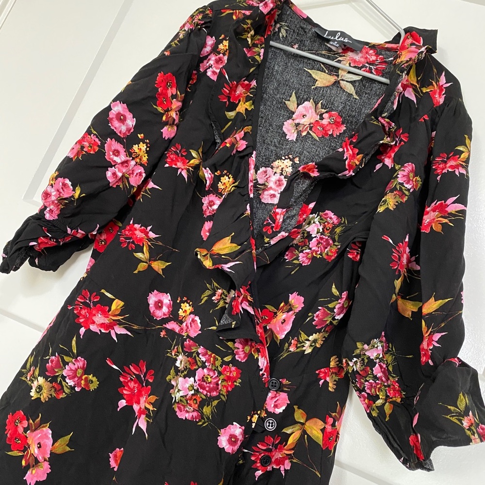 Lulu's Floral Print Ruffled Midi Dress - Picture 4 of 7